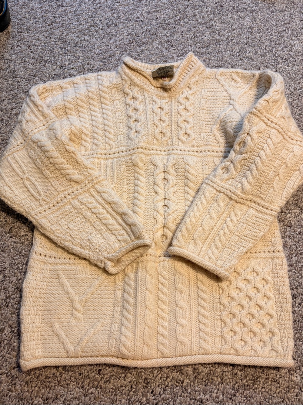 Carraig Donn Cream Cable Knit Turtleneck Sweater